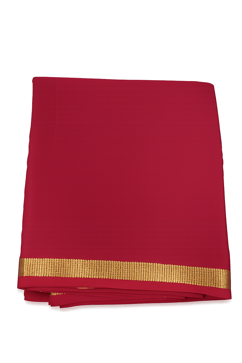 Pure Crepe Silk Saree for Women |Royal Red| 1-Inch Gold Zari Border | Waterproof | Elegant Traditional Wear