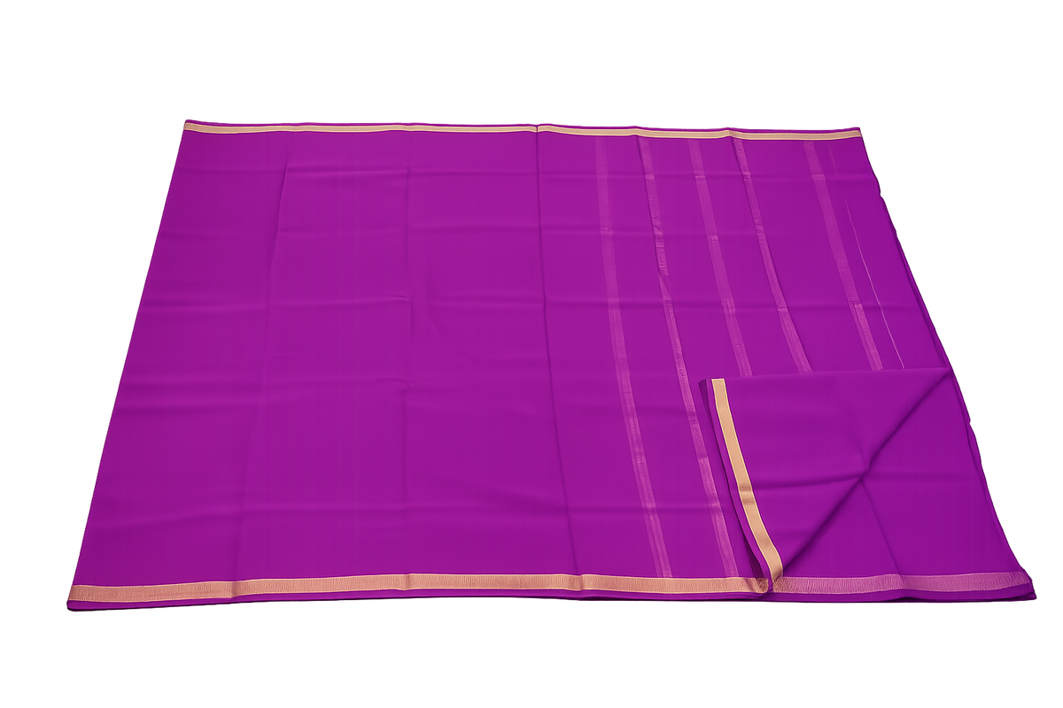 Pure Crepe Silk Saree for Women |Ranil Purple| 1-Inch Gold Zari Border | Waterproof | Elegant Traditional Wear