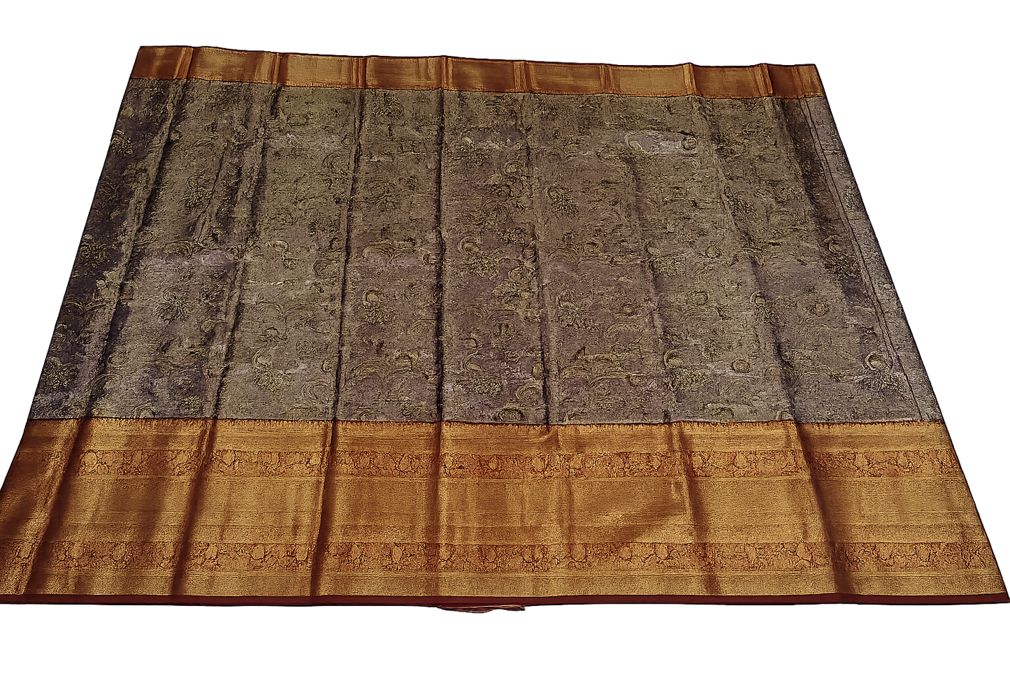 ✨ Royal Floral Brocade Kanchi Pattu Silk Saree with Grand Zari Border ✨