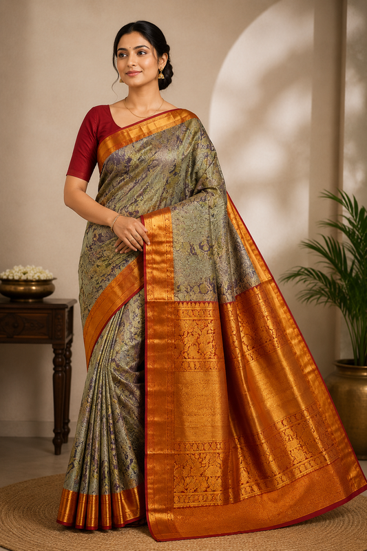 ✨ Royal Brocade Kanchi Pattu Silk Saree – A Timeless Wedding Elegance ✨