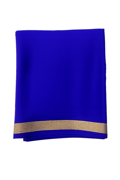 Pure Crepe Silk Saree for Women| Royal Blue | 1-Inch Gold Zari Border | Waterproof | Elegant Traditional Wear