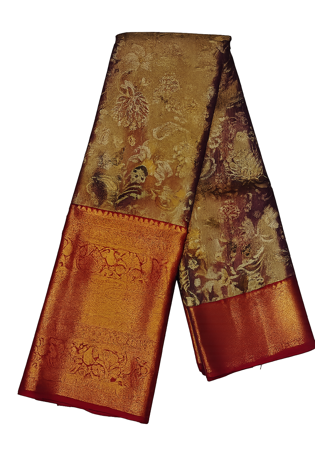 ✨ Royal Floral Brocade Kanchi Pattu Silk Saree with Grand Zari Border ✨