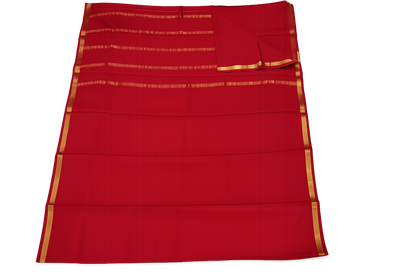 Pure Crepe Silk Saree for Women |Royal Red| 1-Inch Gold Zari Border | Waterproof | Elegant Traditional Wear