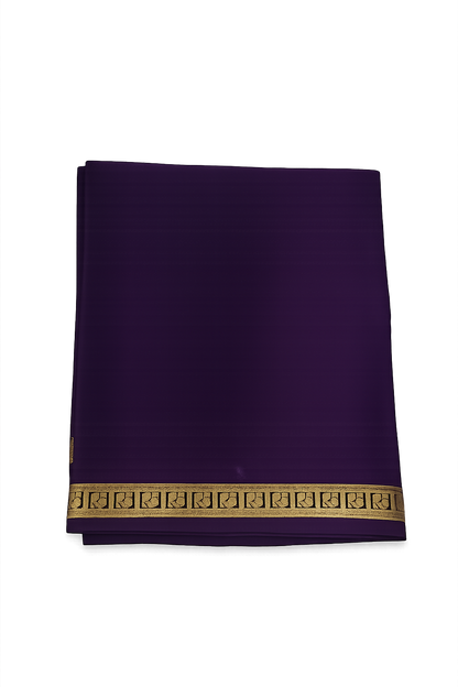 Pure Crepe Silk Saree for Women |Royal Purple| 1-Inch Gold Zari Border | Waterproof | Elegant Traditional Wear