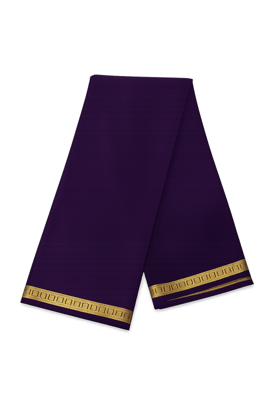 Pure Crepe Silk Saree for Women |Royal Purple| 1-Inch Gold Zari Border | Waterproof | Elegant Traditional Wear