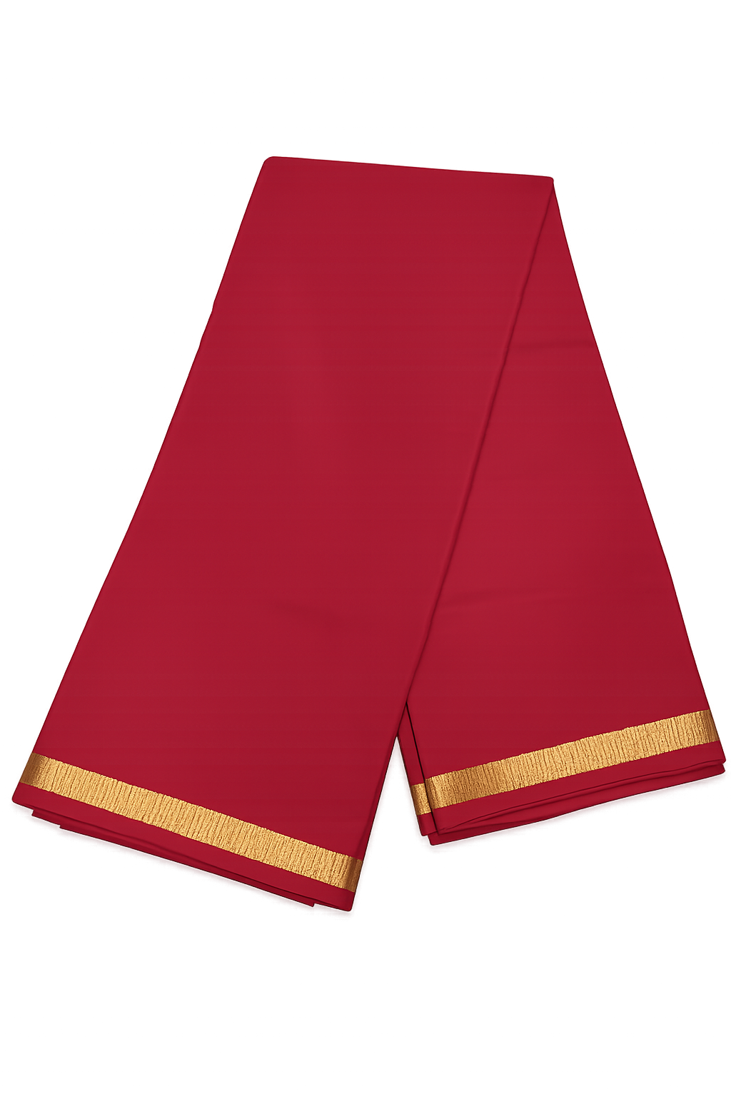 Pure Crepe Silk Saree for Women |Royal Red| 1-Inch Gold Zari Border | Waterproof | Elegant Traditional Wear