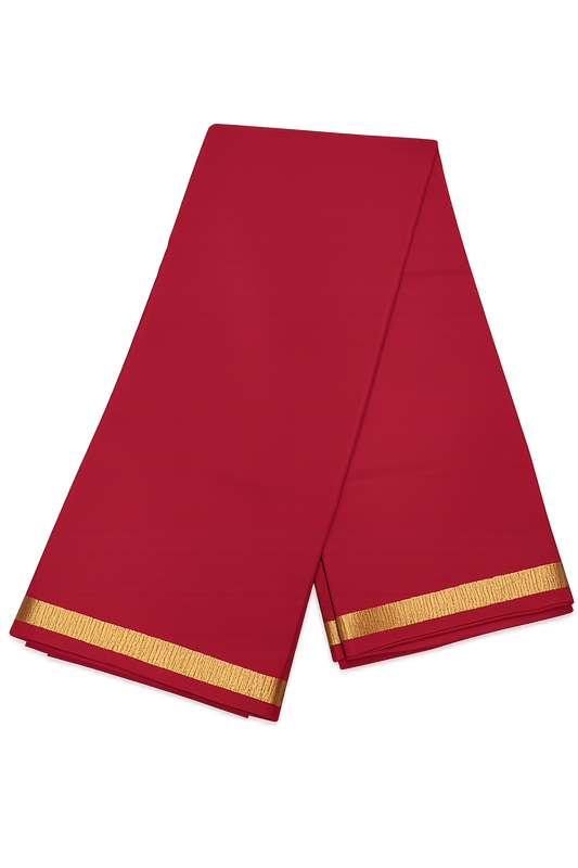 Pure Crepe Silk Saree for Women |Royal Red| 1-Inch Gold Zari Border | Waterproof | Elegant Traditional Wear