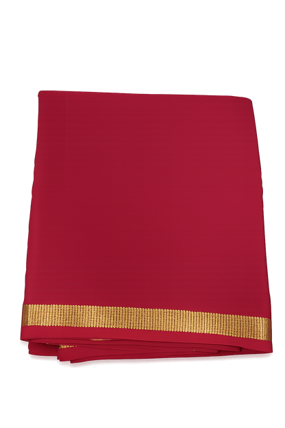 Pure Crepe Silk Saree for Women |Royal Red| 1-Inch Gold Zari Border | Waterproof | Elegant Traditional Wear