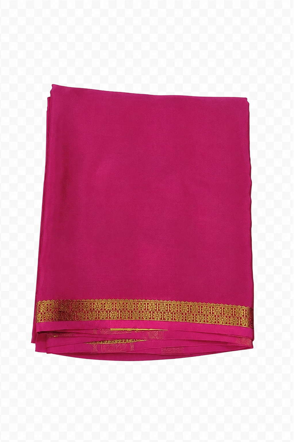 Pure Crepe Silk Saree for Women| Hot Pink | 1-Inch Gold Zari Border | Waterproof | Elegant Traditional Wear