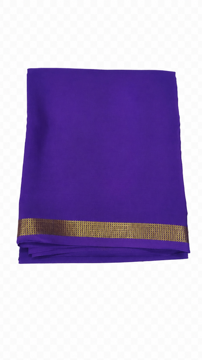 Pure Crepe Silk Saree for Women| Royal Purple | 1-Inch Gold Zari Border | Waterproof | Elegant Traditional Wear
