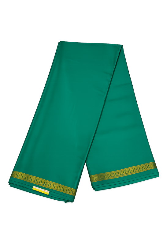 Pure Crepe Silk Saree for Women| Peacock Green| 1-Inch Gold Zari Border | Waterproof | Elegant Traditional Wear