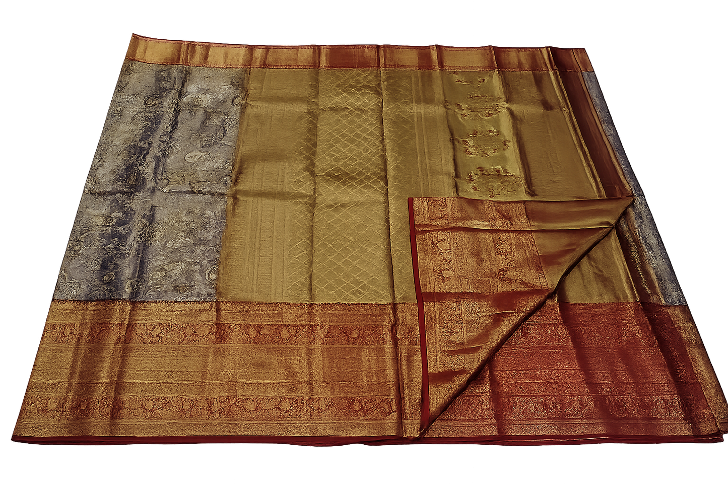 ✨ Royal Floral Brocade Kanchi Pattu Silk Saree with Grand Zari Border ✨