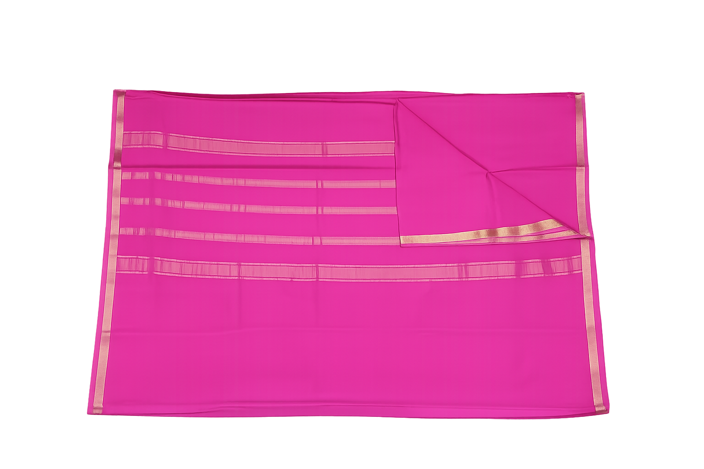 Pure Crepe Silk Saree for Women| Hot Pink | 1-Inch Gold Zari Border | Waterproof | Elegant Traditional Wear