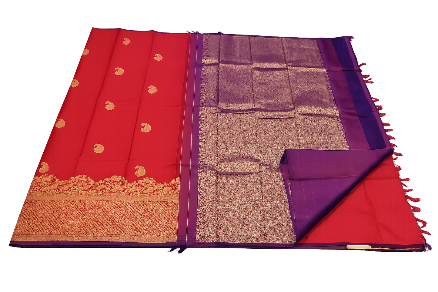 ✨ Royal Crimson Kanchi Soft Silk Saree | Elegant Purple Zari Border ✨