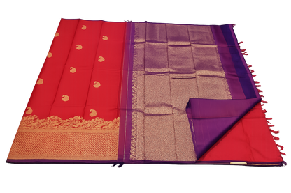 ✨ Royal Crimson Kanchi Soft Silk Saree | Elegant Purple Zari Border ✨