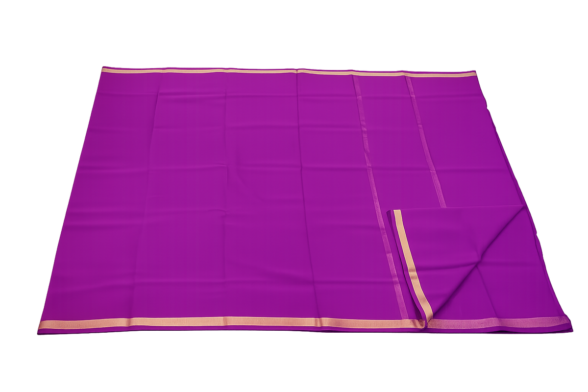 Pure Crepe Silk Saree for Women |Ranil Purple| 1-Inch Gold Zari Border | Waterproof | Elegant Traditional Wear