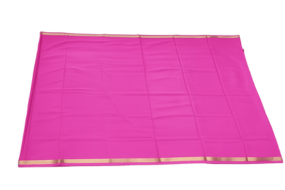 Pure Crepe Silk Saree for Women| Hot Pink | 1-Inch Gold Zari Border | Waterproof | Elegant Traditional Wear