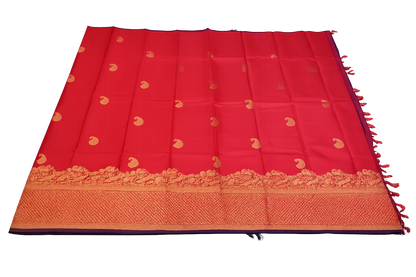 ✨ Royal Crimson Kanchi Soft Silk Saree | Elegant Purple Zari Border ✨